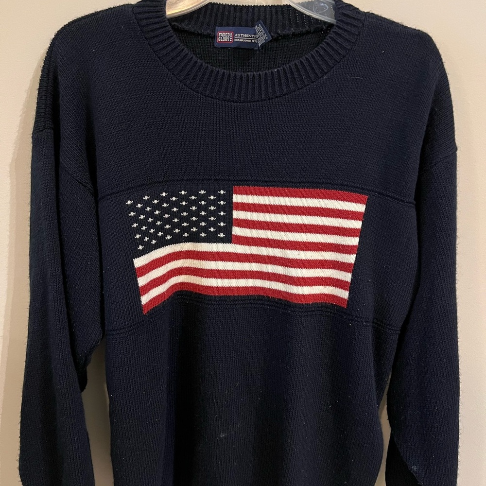 Faded Glory Navy Blue American Flag Sweater